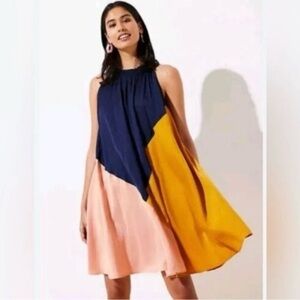 LOFT Halter Swing Dress in Navy, Mustard, and Peach